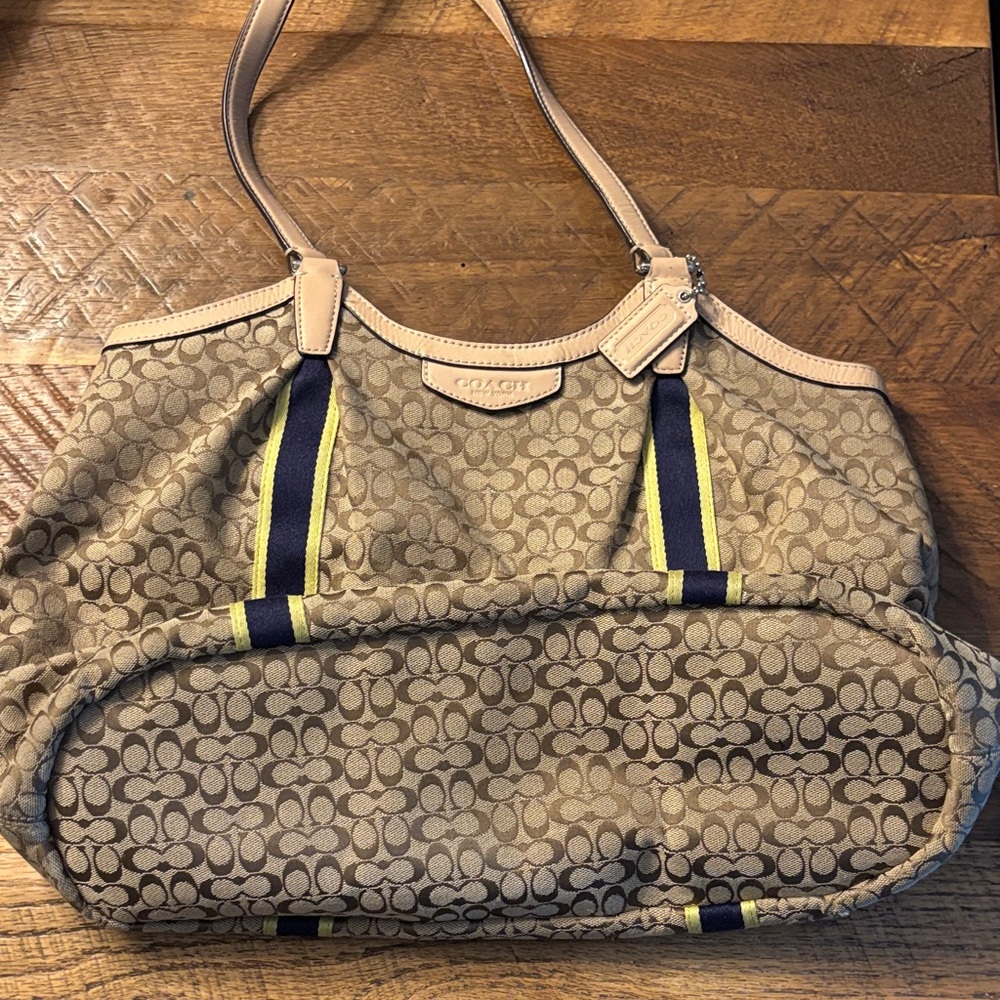 Coach Brown and Navy Shoulder Bag